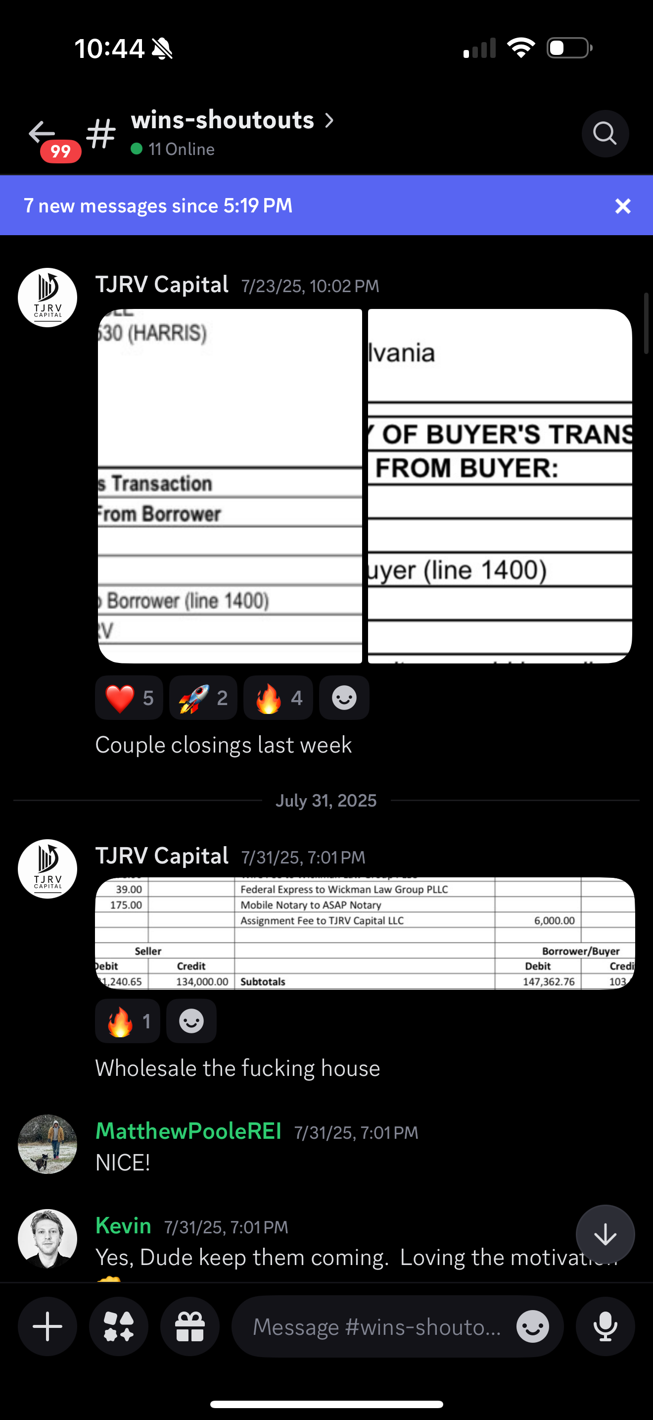 Settlement statement with $6K assignment